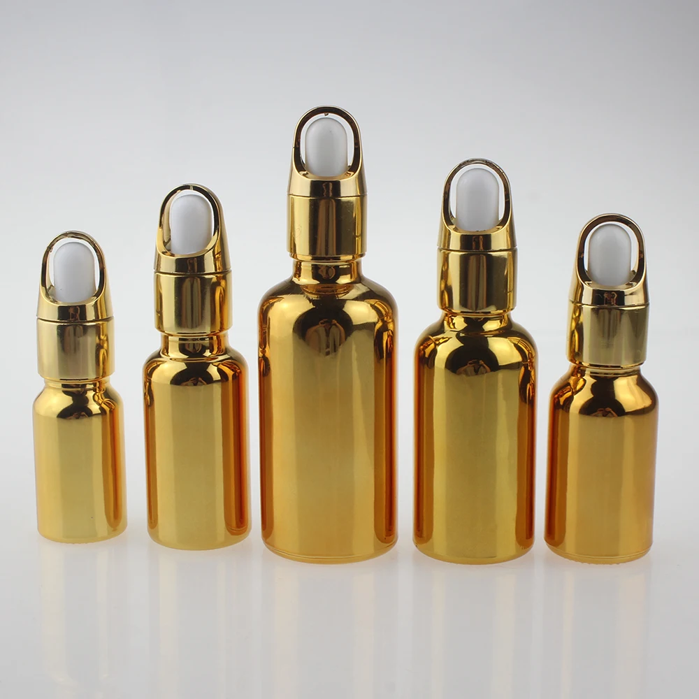 Large size UV gold and silver glass dropper bottlres, 50ml Glass