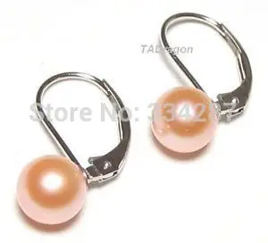 

6-7MM AAA Pink Pearl 14K White Gold Lever Back Earrings