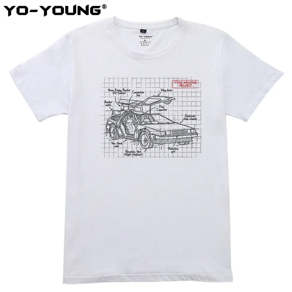 

Yo-Young Women T Shirts Back to The Future Time Machine Project Print 100% Combed Cotton Casual Summer Tee Tops Customized