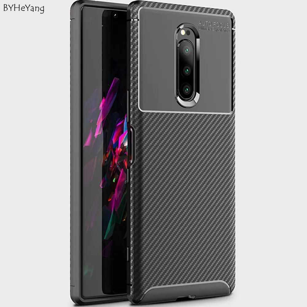 

For Sony Xperia 1 Case Xperia1 Protection Shockproof Bumper Matte TPU Silicon Soft Carbon Fiber Cover For Sony Xperia 1 capa