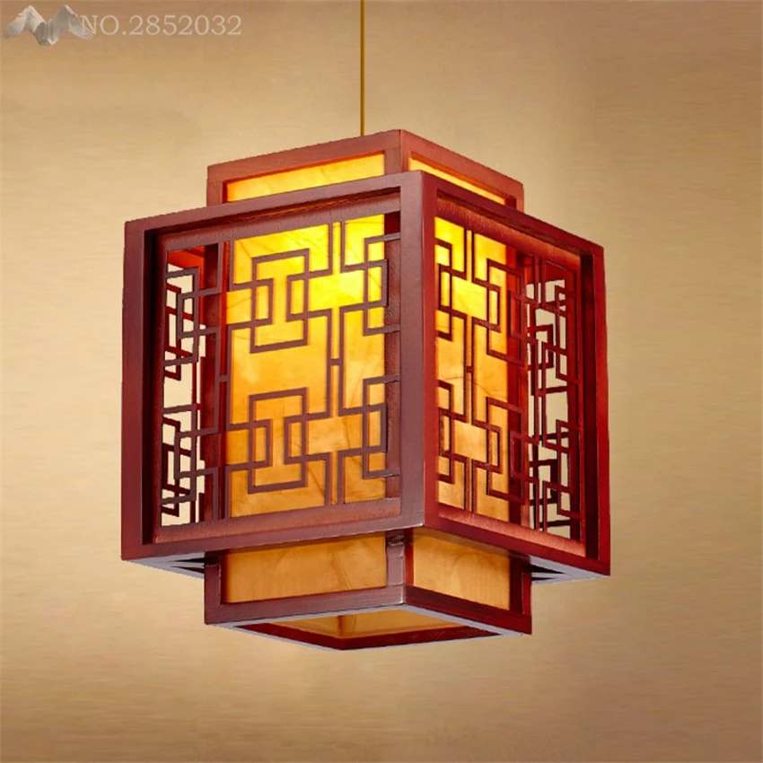 

Chinese Retro Pendant Light Real Wooden Carving Lamps Bedroom Living Room Corridor Restaurant Hotel Room Decoration Pendant Lamp
