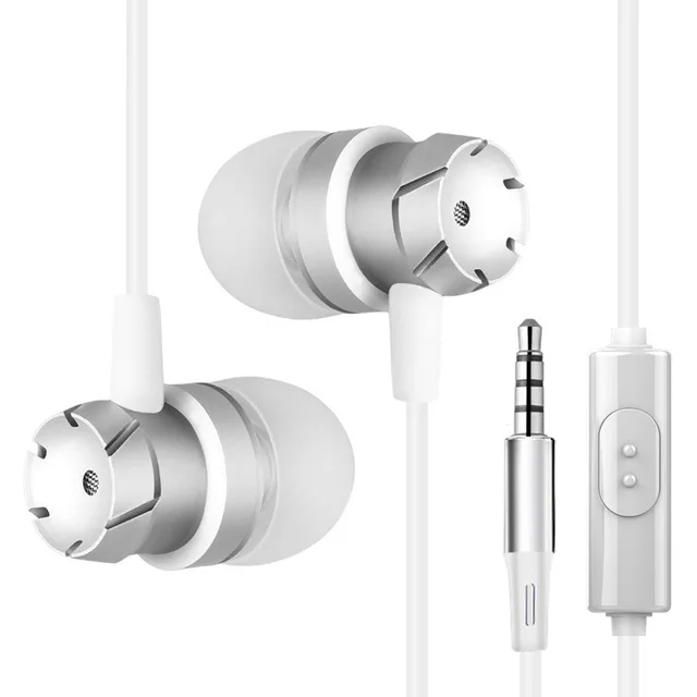 EM3 Metal Earphones Stereo Earpieces Super Bass Headset Sport Running Handsfree Noise Reduction Earbuds With Mic For iPhone 5 6S - Цвет: White