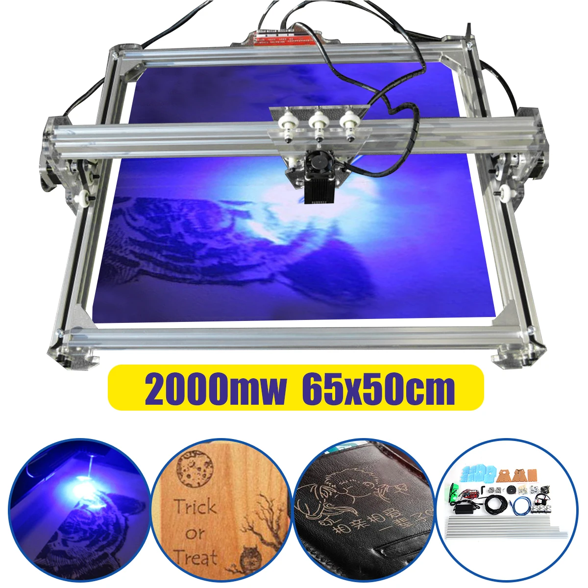 2000 MW настольный мини лазерный резчик для гравирования DIY логотип марки принтера ЧПУ гравировальная машинка 65x50 см для WIN 7 10 для XP Системы