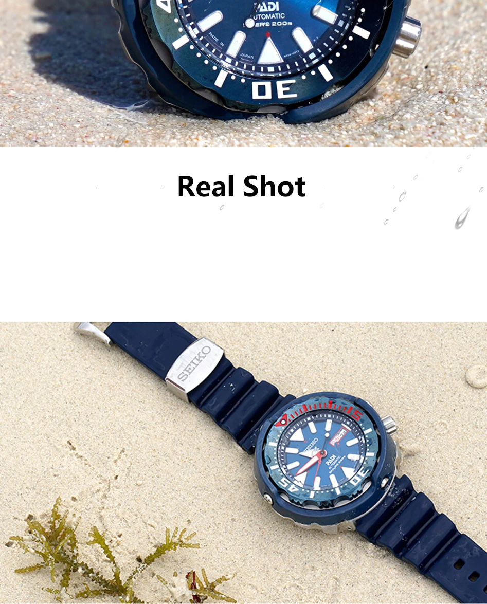 Оригинальные часы Seiko Padi, 20 бар, водонепроницаемые автоматические мужские часы, высокопрочные ремешки из смолы для ныряльщика, для плавания SRPA83J1