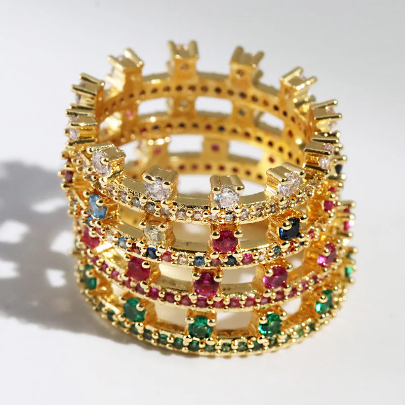 3 цвета, Классический Радужный Цвет кубический циркониевый обручальное кольцо для женщин, Серебряное золото, цвет австрийского хрусталя, цвет, Cz Кольцо