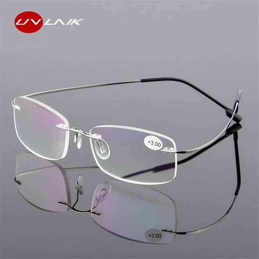 

UVLAIK Rimless Presbyopic Reading Glasses Ultra light Flexible Women Men Frameless Diopter Reader Glasses +1 +1.5 +2 +2.5 +3