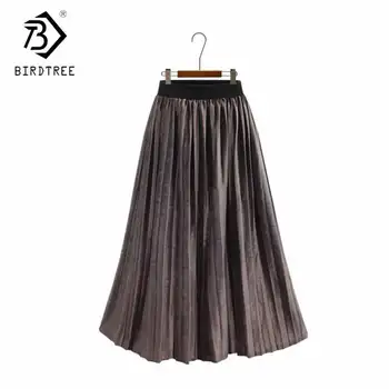 

2019 New Arrival Women's Chiffon Pleated Skirt High waist Mid Calf Casual Bottom Female Fashion Wear Faldas Mujer Moda B93301X