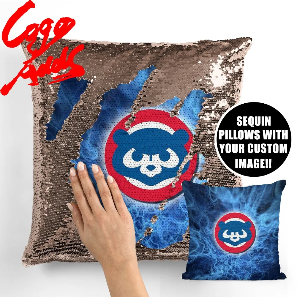 

Chicago Cubs pillow covers decorative pillow cover 40*40 sequin magic pillow