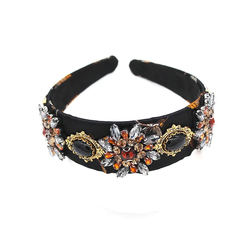

Baroque Jeweled Headband Women Ladies Gem Jewel Head Band Diamond Hairband Wedding Bride Crystal Rhinestone Hair Accessories