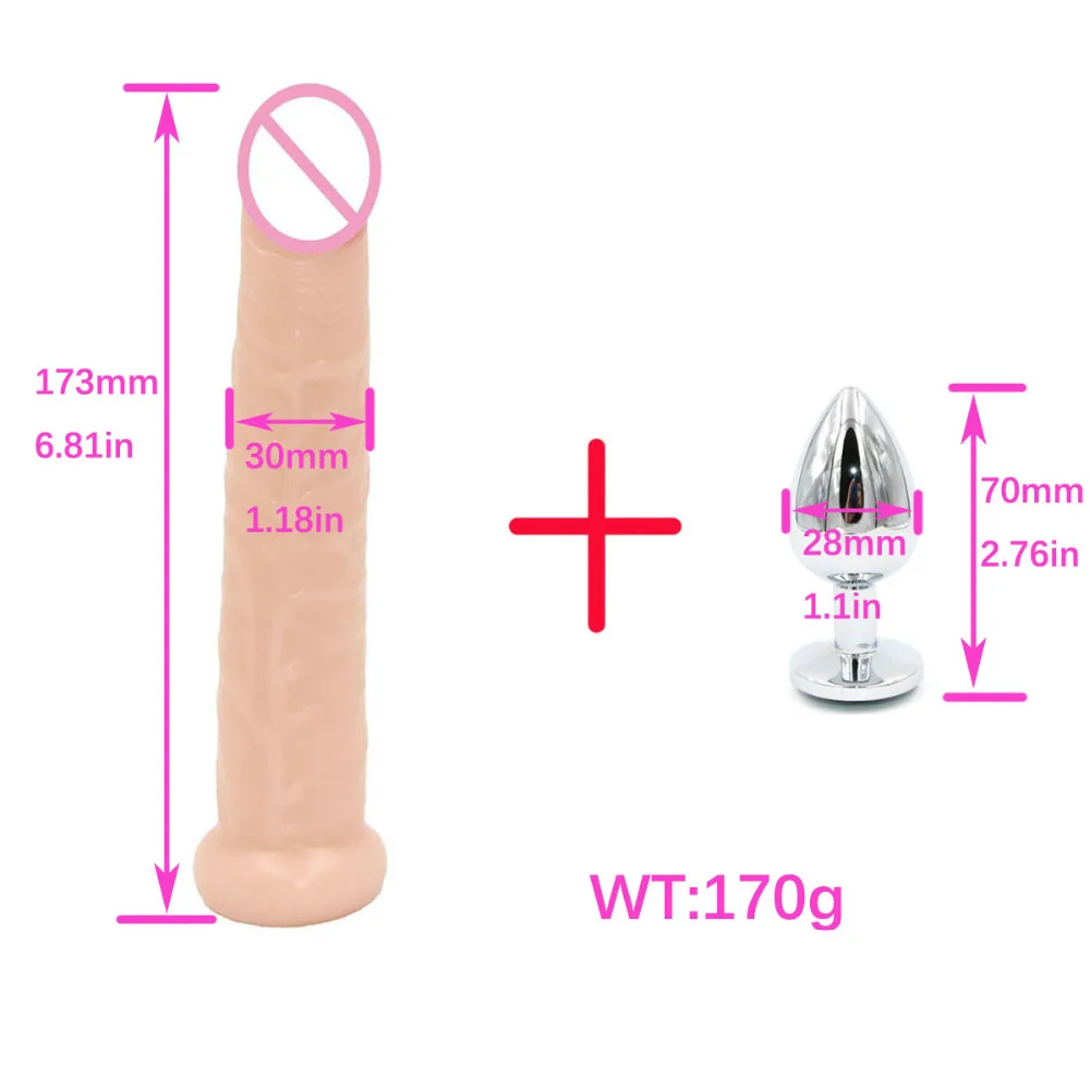 2PCS/SET Realistic Dildo With Suction Cup Flexible Dick Penis Metal Butt Anal Plug Small Dildos Adult Sex Toys for Woman Men Gay