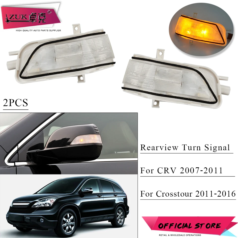 

ZUK 2PCS Outer Rearview Mirror Turn Signal LED Light Rear View Repeater Flasher Lamp For HONDA CRV 2007-2011 Crosstour 2011-2016
