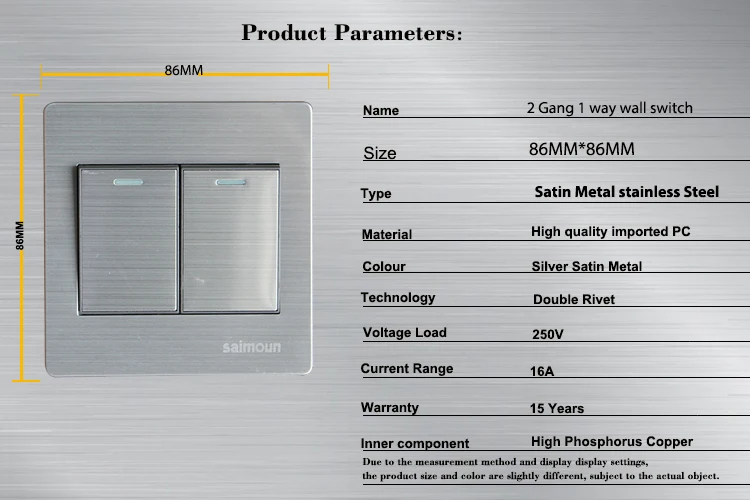 Настенный светильник, 2 комплекта, 1 способ, 10 А, 110~ 250 В, 220 В, электрические кнопочные выключатели, Роскошные атласные металлические панели из нержавеющей стали