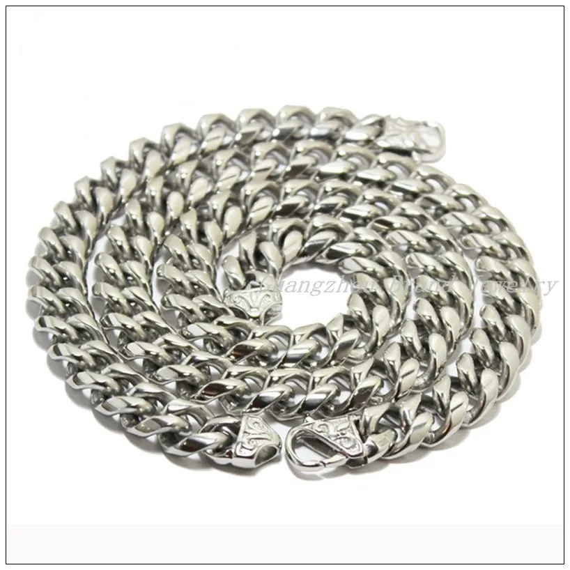 

High Quality Heavy 15mm Men's Jewelry Sets 316L Stainless Steel Silver Curb Cuban Chain Necklace 24"& Bracelet 8.66" Good Gift