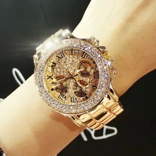2017 Nuovo Di Alta Qualità Di Cristallo Di Lusso Diamante Orologi Da Donna In Or 2017 Nuovo Di Alta Qualità Di Cristallo Di Lusso Diamante Orologi Da Donna In Or