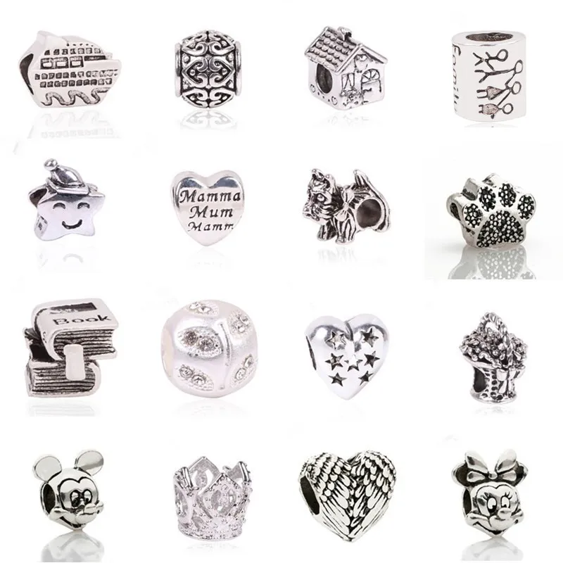 

AIFEILI New Silver Color Delicate Angel Wings Heart Charm Beads Fit For Pandora Bracelets Women DIY Jewerly Making Christmas