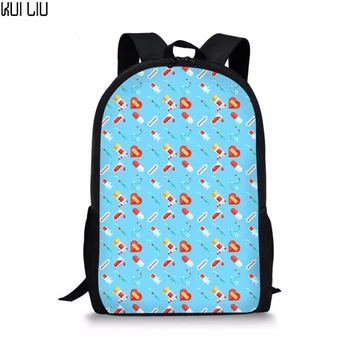 

Customized 16 inch Primary School Bag Set Pencil Case for Children Girls Cartoon Nurse Printing Cute Pink Backpack Japanese
