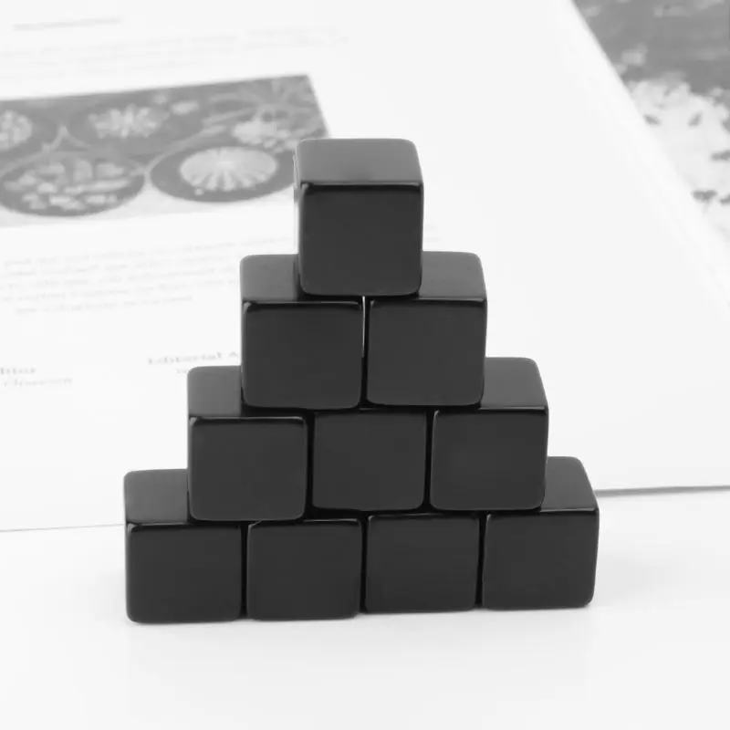 10pcs 16mm Blank Dice Black Acrylic Cube Board Game Kid Toy DIY Fun And Teaching