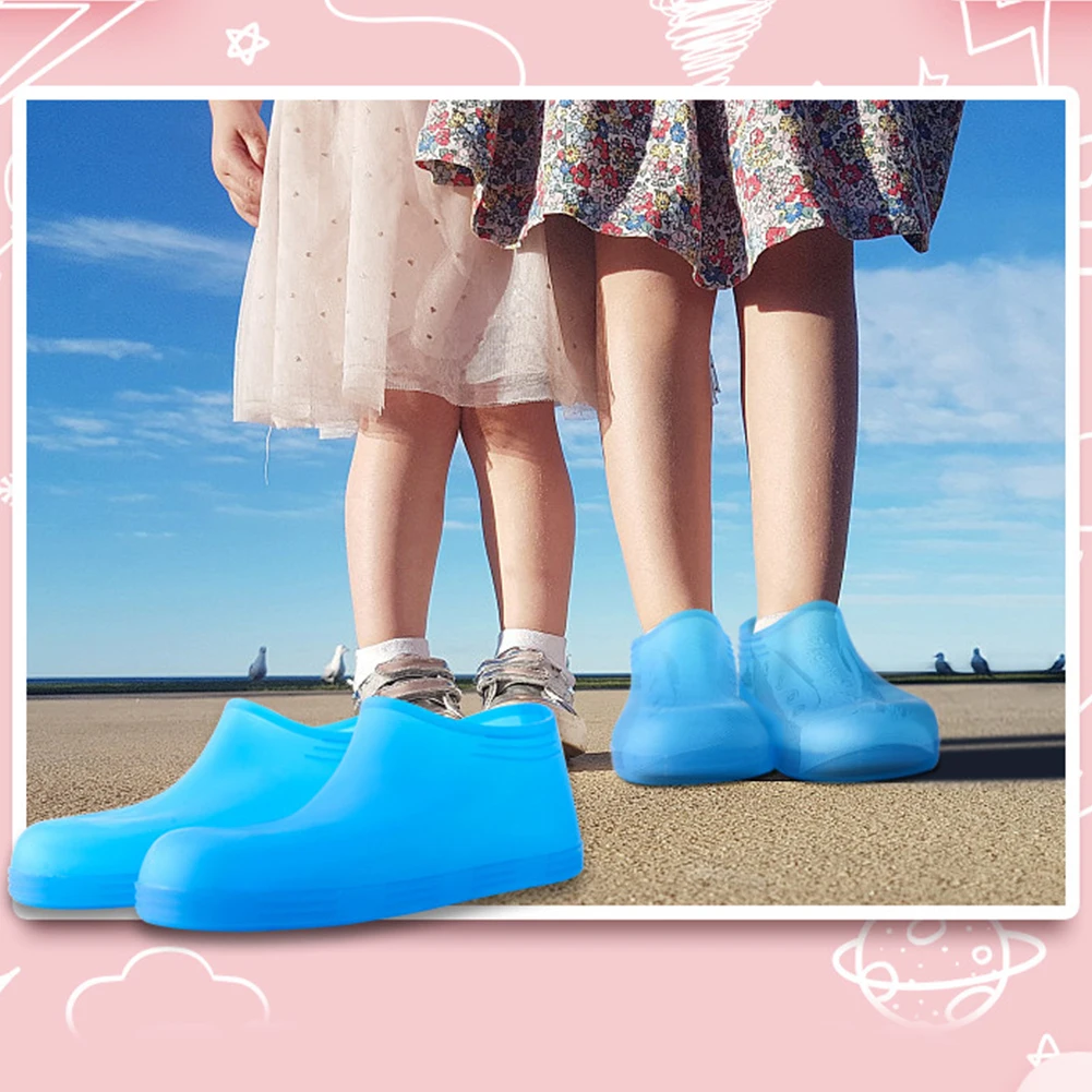 Силиконовые Портативный непромокаемые детская противоскользящий, для дома детская мягкая эластичная обувь охватывает Открытый