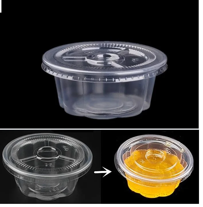 

100pcs Disposable jelly cup pudding plastic cup syrup food soup packaging pvc box with lid Eco Friendly Transparent Container