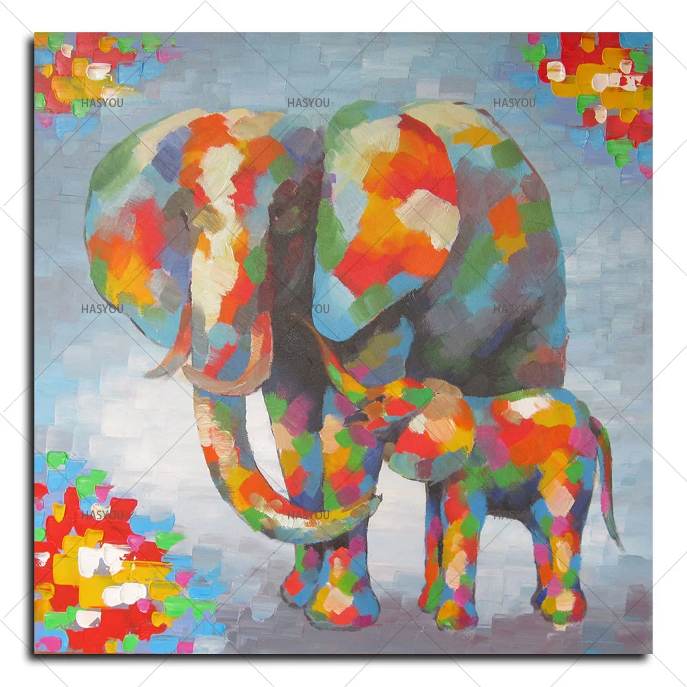 

Modern Art Frameless Pictures Painting Hand Painted Oil Painting On Canvas Home Decor Wall Art Abstract Oil Painting Elephant