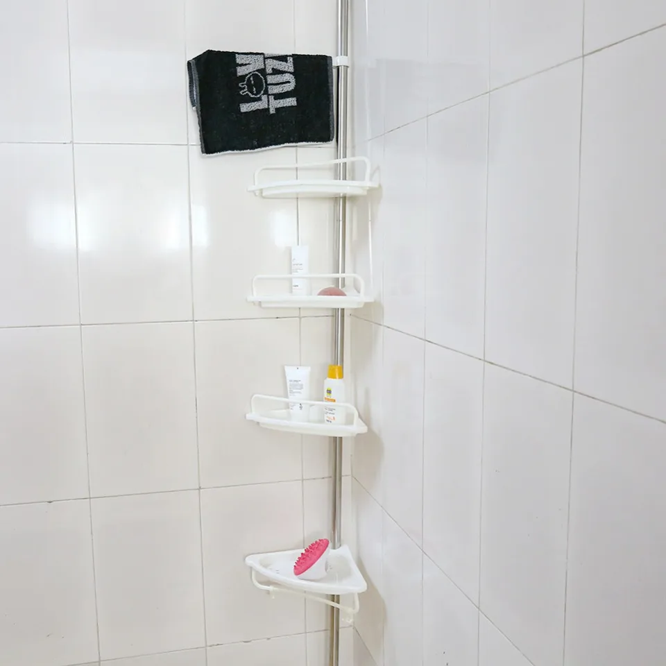 1 Pcs Stainless Steel 4 Tier Telescopic Bathroom Corner Shelf Rack Telescopic Bathroom Corner Shelf Rack