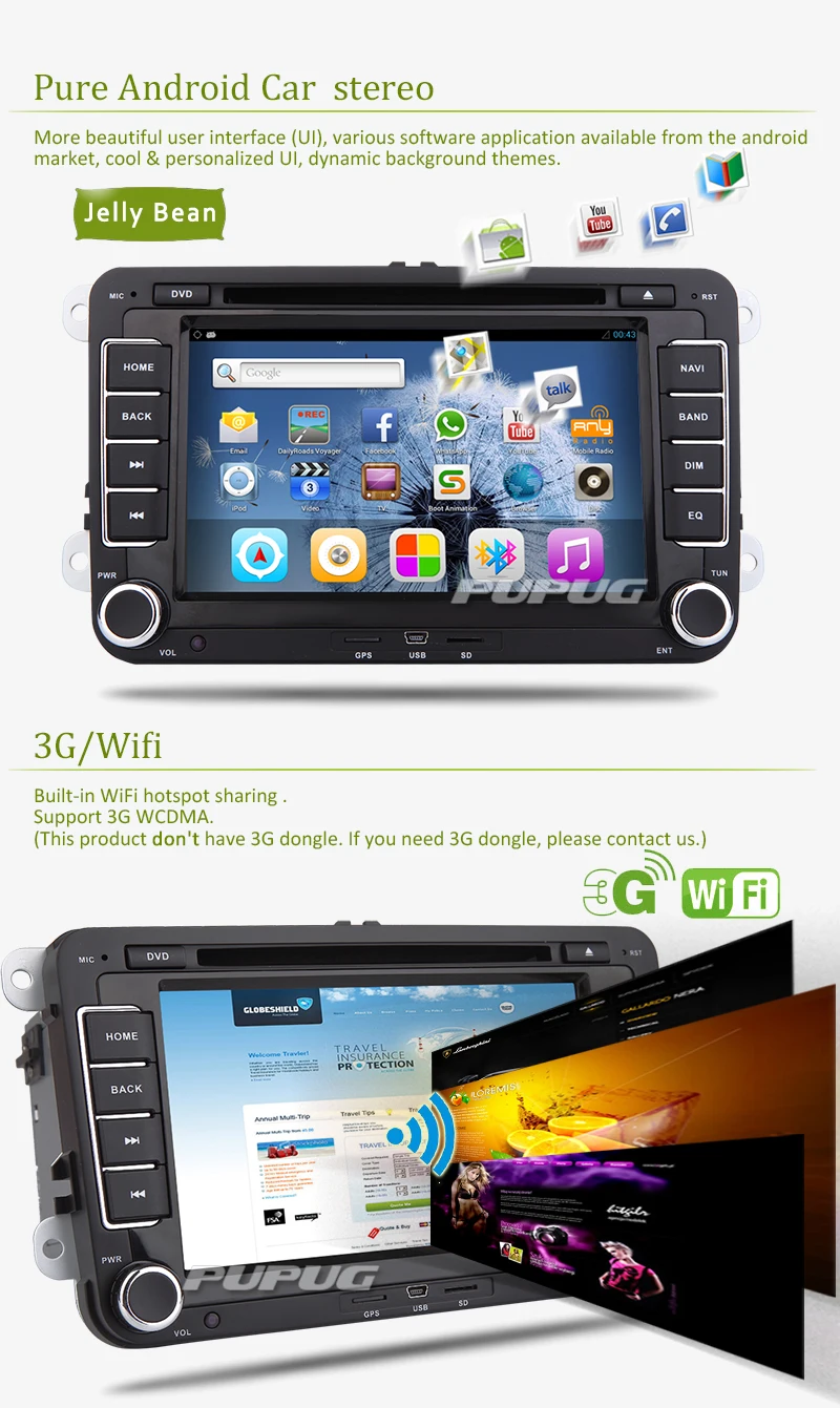Excellent System USB Android 5.1 Car DVD Player Can Bus 4-CORE APP Auto For VW Volkswagen Autoradio GPS NAVI Radio Stereo 1080P Bluetooth 1