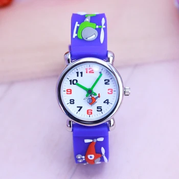 

summer children boys quartz silicone watches fashion sports 3D cartoon plan younger students birthday gifts waterproof clock
