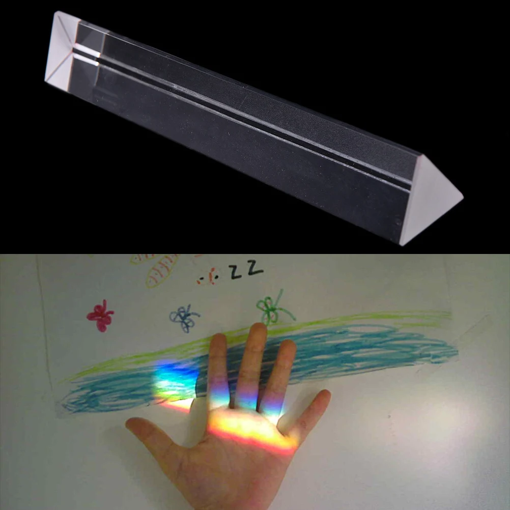 Тройной треугольной Призма оптический Стекло преподавания физики светового спектра(20 см