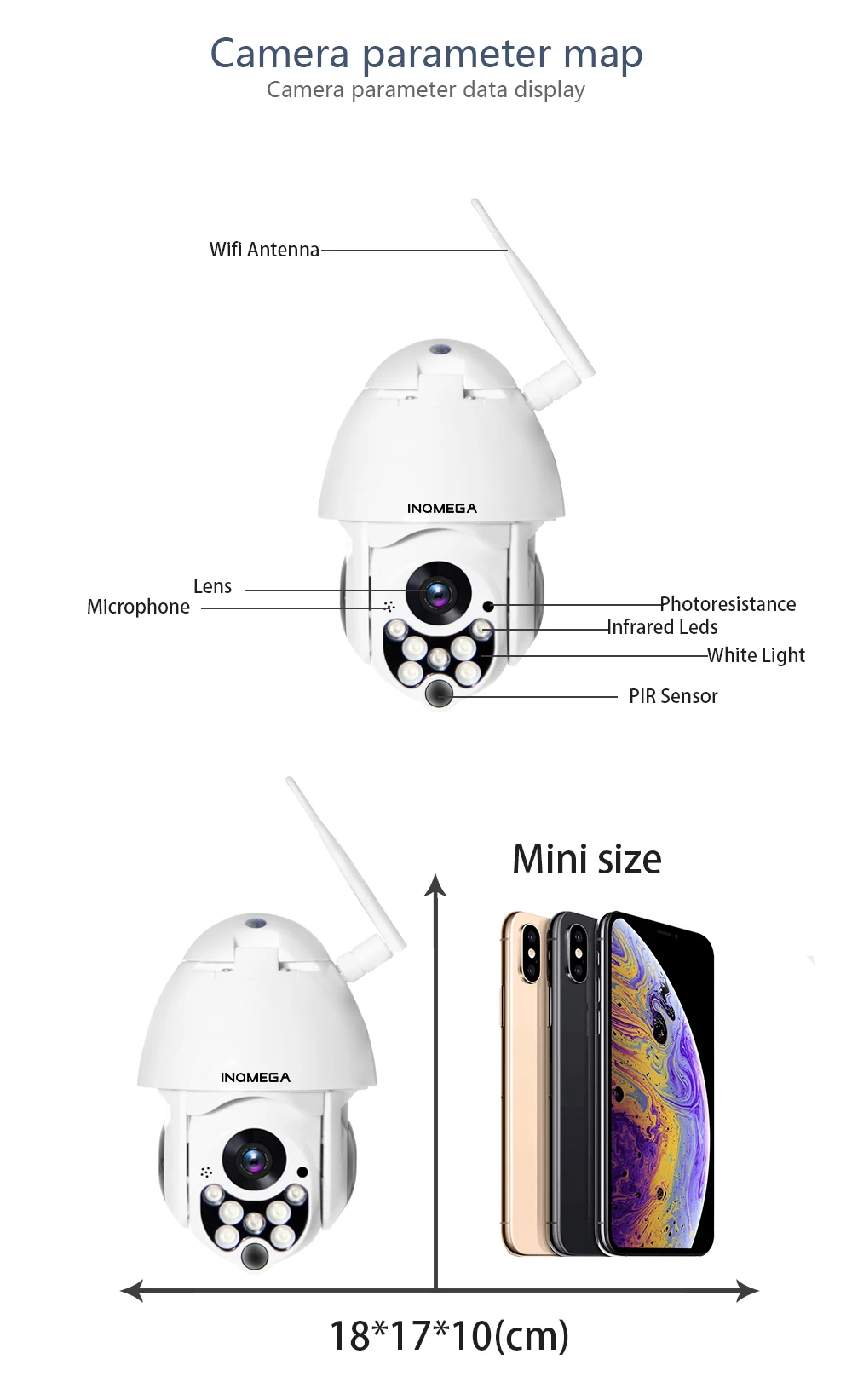 INQMEGA Cloud 4MP PTZ IP камера, скоростная купольная WiFi Беспроводная сетевая камера видеонаблюдения, водонепроницаемая камера для наружного наблюдения