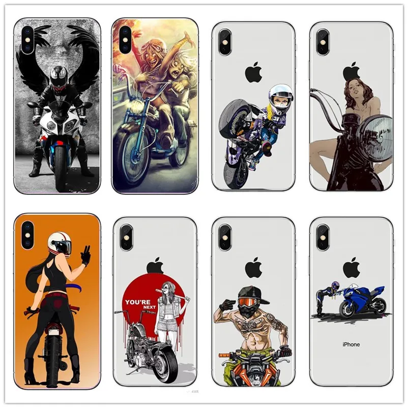 Мягкие ТПУ Силиконовые чехлы для телефонов Ретро Moto Cross мотоциклетные спортивные