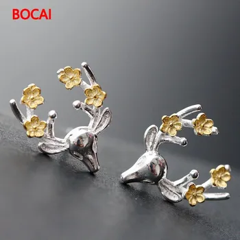 

925 sterling silver earrings by hand Allergy sika deer fashion female earrings
