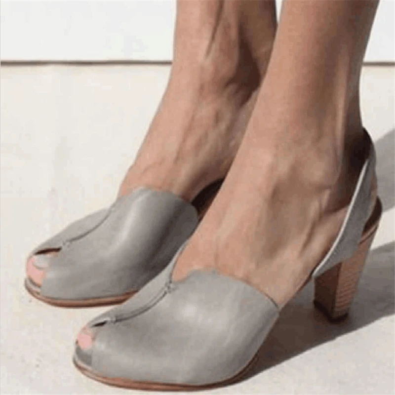 

HEFLASHOR Thick Heel Buckle Strap Outside Party Shoes Sandalia Fashion Women Pumps Buckle Shoe PU Leather Shallow Mouth sandals
