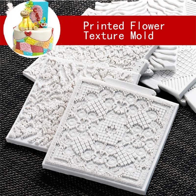 

Printed flower Texture Mold knitting Fondant mold silicone mold knit printing pad texture template cake decorating tools