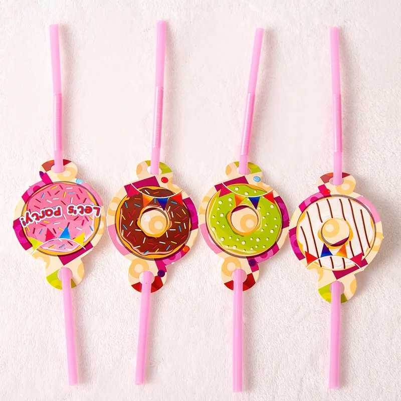 Милые воздушные шары с буквами пончик тема Дети День Рождения украшения ребенок душ мальчик девочка пончик один вырасти гелиевый баллон воздушные шары - Цвет: 10pcs straw