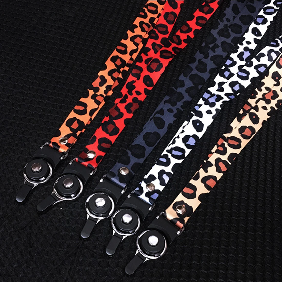 Leopard Lanyard for Phone Keys id Card gym Straps Holders Hanging rope Neck Straps 5 colors Animal Phone Straps with Keyring