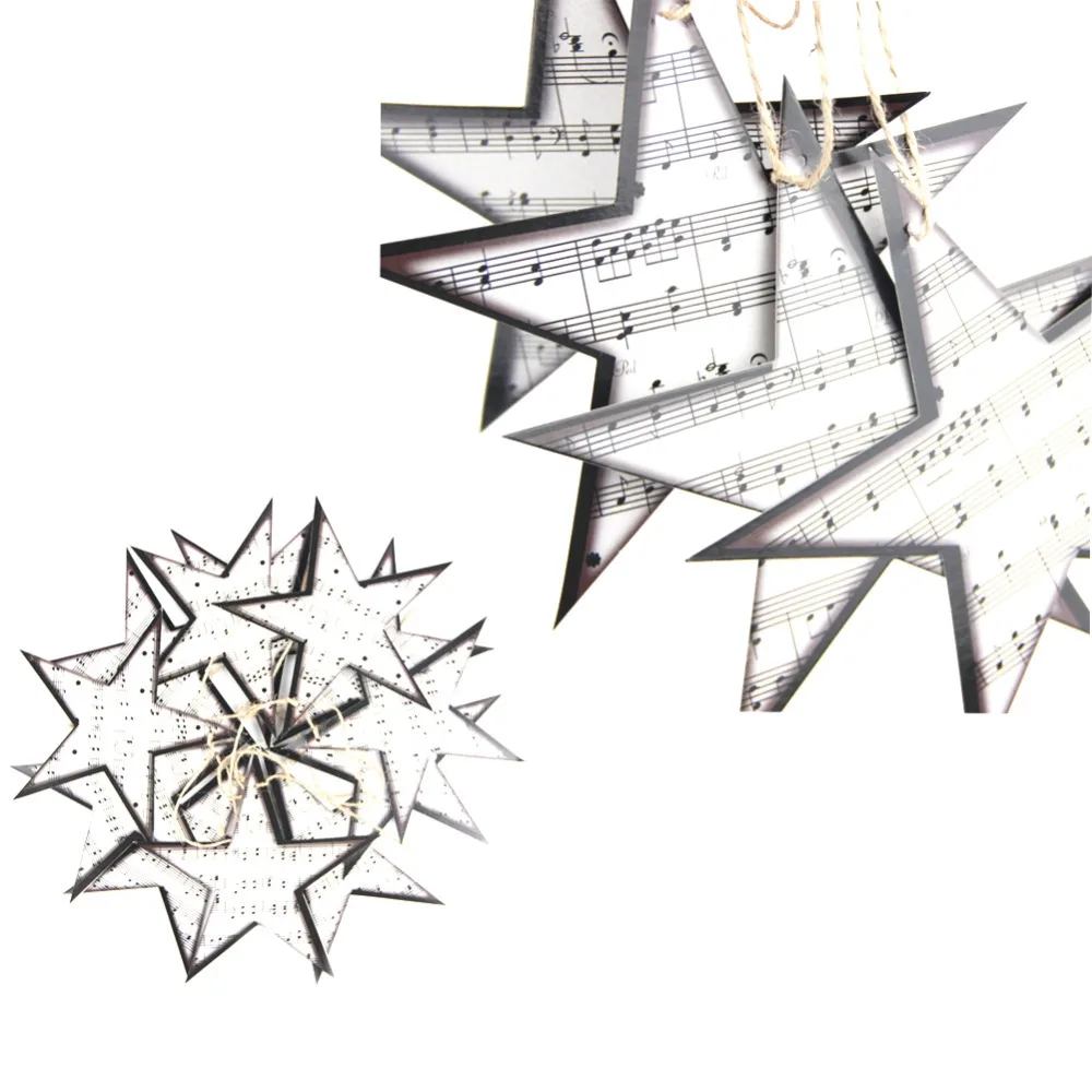

12pc Vintage Little Star Sheet Music Garland Star Ornaments Christmas Tree Ornaments Home Music-themed Party Decor