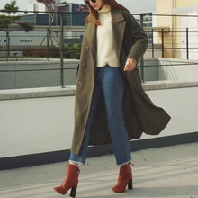 Новое поступление, шерстяное зимнее пальто, верхняя одежда, женское длинное пальто с отложным воротником, утепленное теплое кашемировое шерстяное пальто g9268