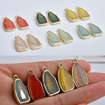 

Newest 30pcs 24*12MM Gold Tone Plated Glitter Jelly Enamel Alloy Jewelry Pendants Ornament Accessories Earring Bracelet Charms