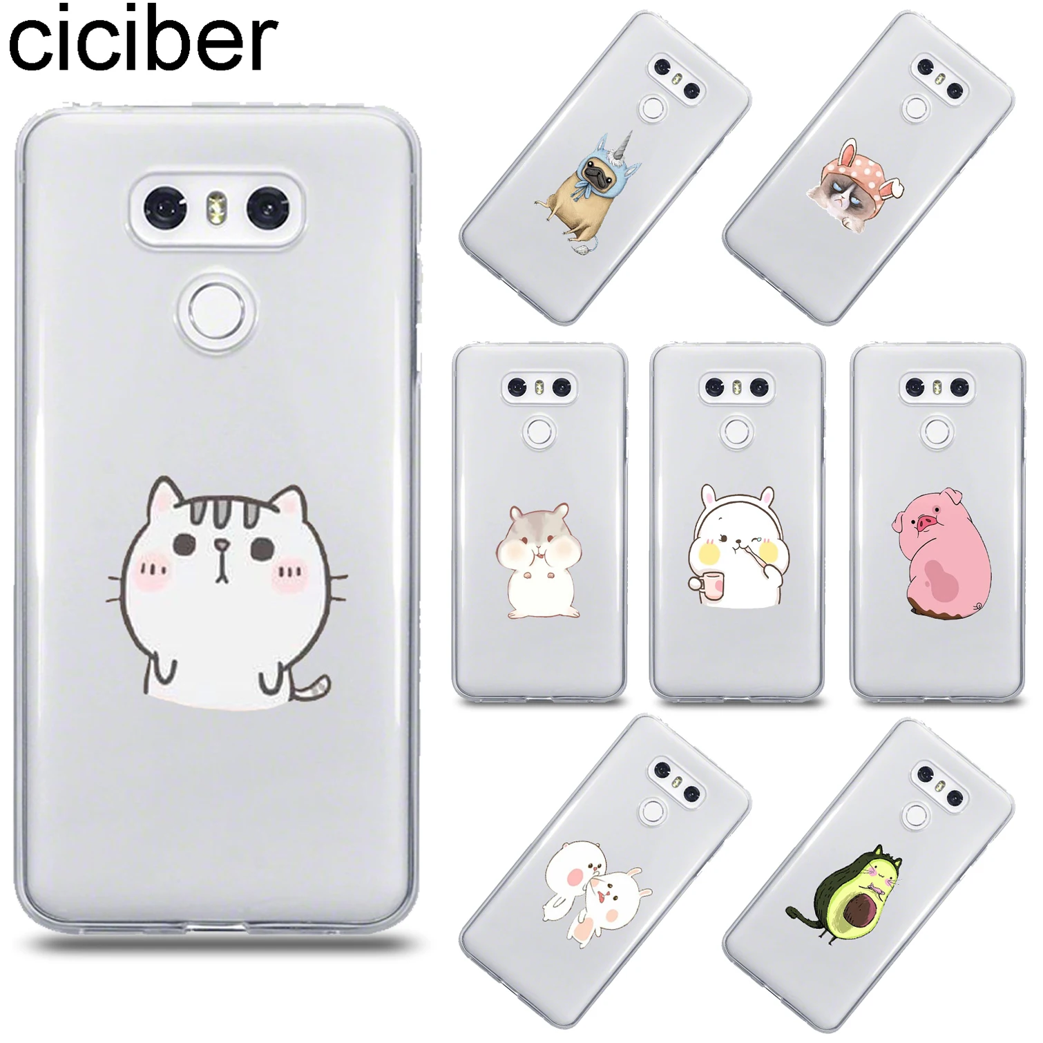 

ciciber Cover for LG G6 G7 G5 G4 V20 V30 V35 V40 THINQ Soft Pig Rabbit Cat Phone Case for LG K8 K7 K10 K4 2017 2018 K9 K11 Plus