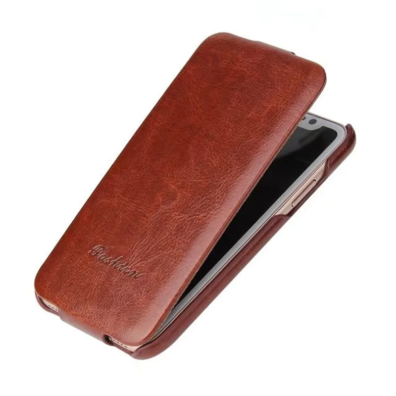

Luxury Flip Leather Case For iPhone X Vintage Brand Back Cover For iPhone X Vertical Flip up Phone Case