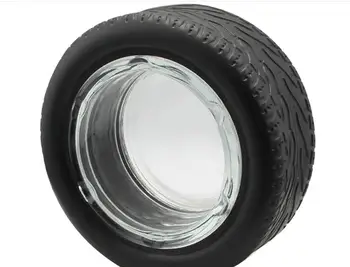 

Durable Rubber Tires Ashtray Home Practical Accessories Cigarette Ash Holder Brand Glass Round Detachable Novelty Ashtray