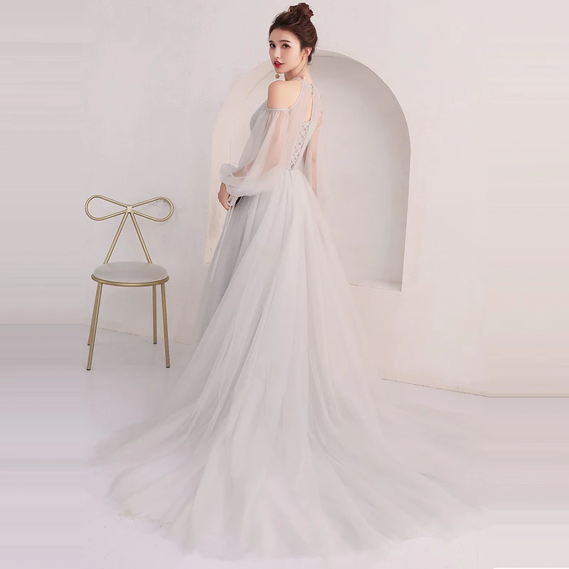 It's Yiiya Evening Dresses Long Sleeve 2018 Gray Sexy Illusion Floor Length Tulle Fashion Evening Dress Party Gown LX916 It's Yiiya Evening Dresses Long Sleeve 2018 Gray Sexy Illusion Floor Length Tulle Fashion Evening Dress Party Gown LX916