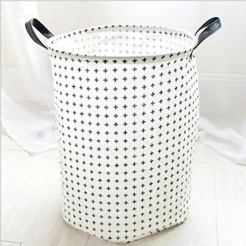 Cesta de ropa sucia cesta de cuero con mango plegable para bebé cesta