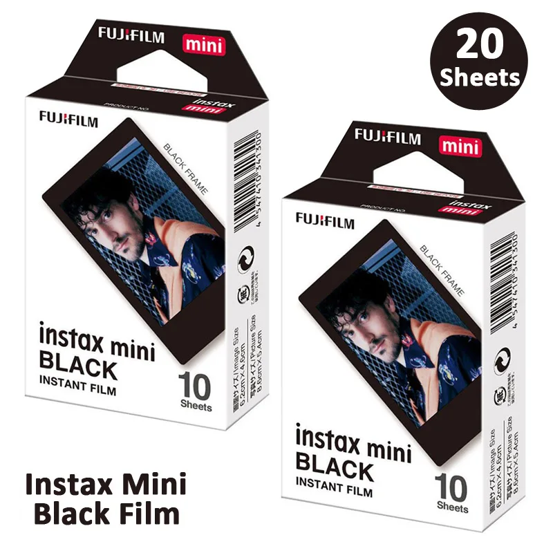 Белая пленка для Fuji Instax Мини-пленка мини 9 Фотобумага 10/20 Вт, 30 Вт, листы черный Candy Pop с блестящими звездочками на Sripe/для камеры моментальной печати Mini 7s 8 70 90 Камера - Цвет: 20 Sheet Black