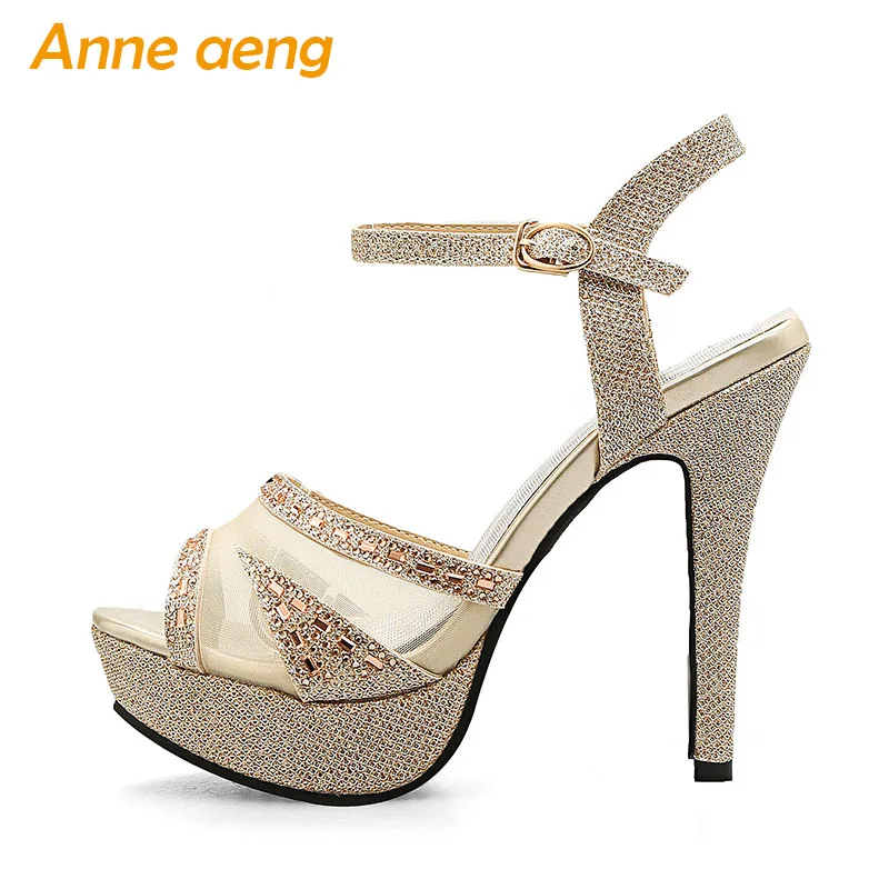 

2018 Summer women sandals high heel bling platform sandals peep sequined cloth Mary Janes women sandals gold silver women shoes
