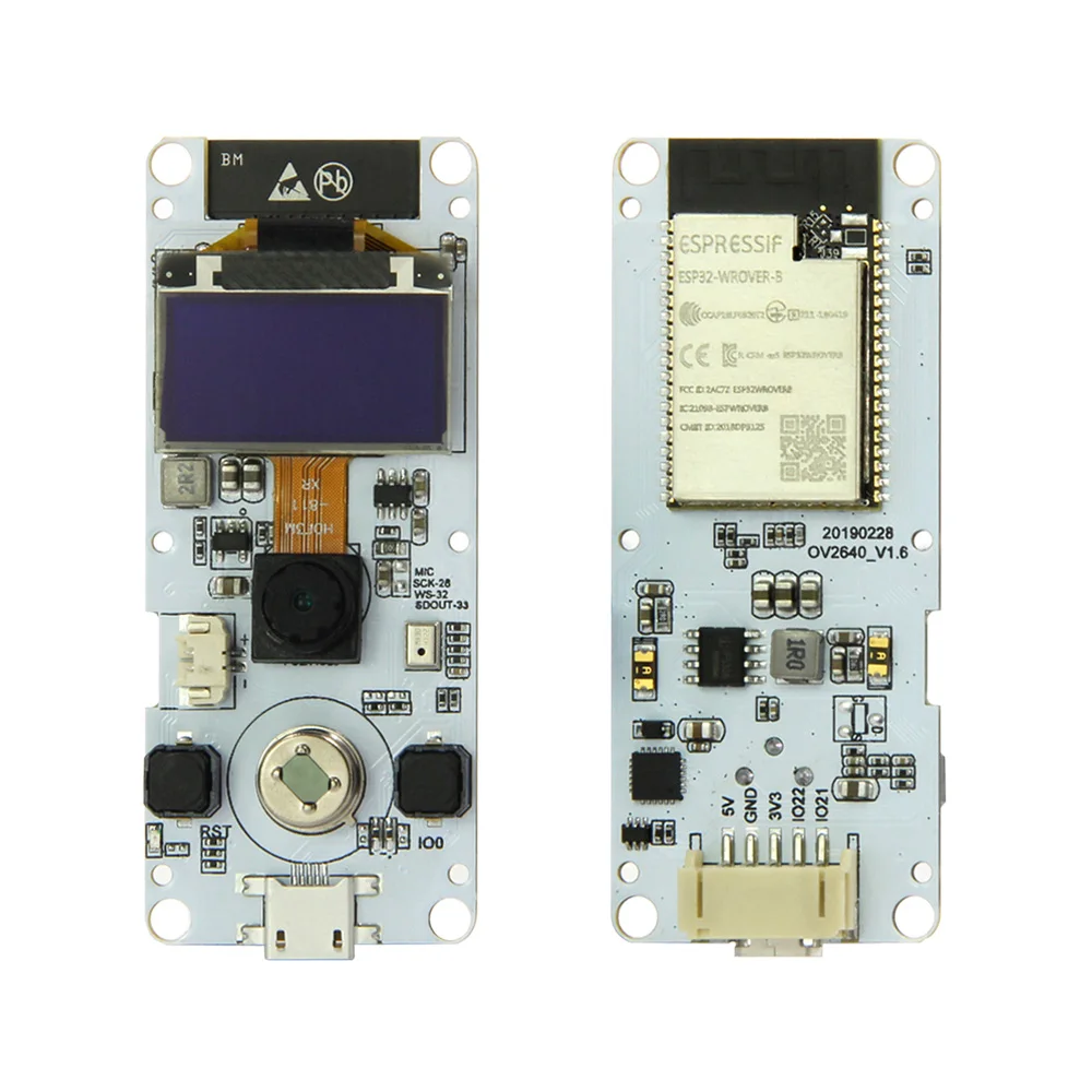 TTGO t-камера ESP32-WROVER-B OV2640 модуль камеры ESP32 WROVER& PSRAM модуль камеры 0,96 OLED ESP32-WROVER - Цвет: Normal with mic