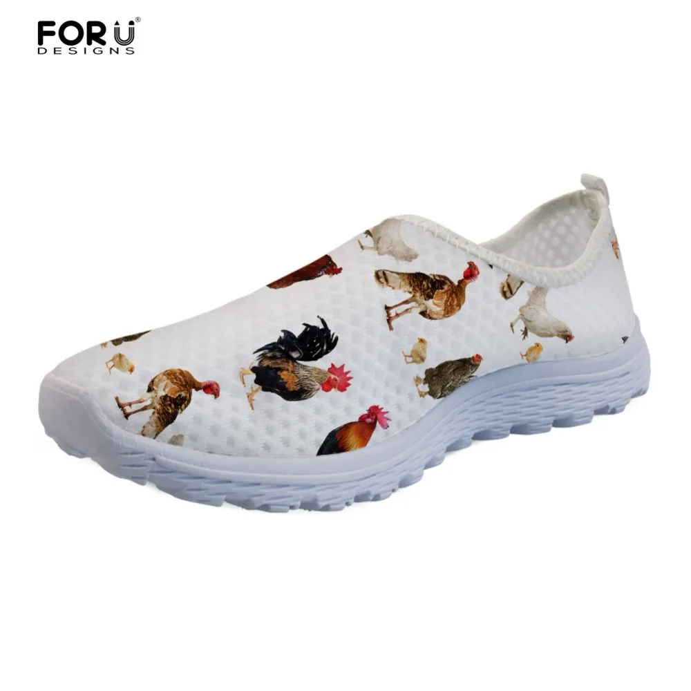 

FORUDESIGNS Brand Designer Women Summer Flats Casual Shoes Cute Cock Pattern Female Beach Lazy Light Shoes Woman Zapatos Mujer