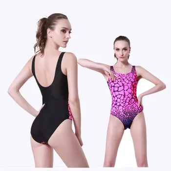 

Women's Backless One Piece Swimsuit Pro Athletic Sports Swimsuits for Girls Pink/Black Splice Swimwear Lycra Nylon