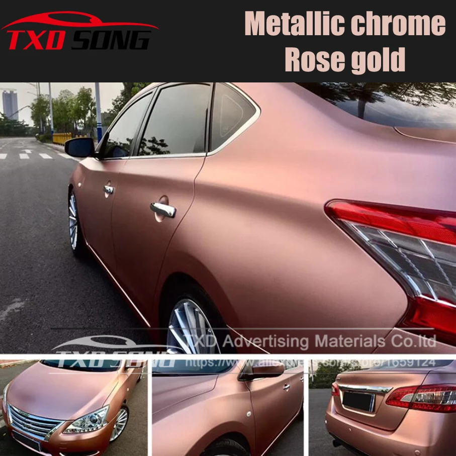 Chrome Metallic Matte Rose Gold Vinyl Wrap Film Satin Metallic Metallic Grey Car Body Wrapping Foil 