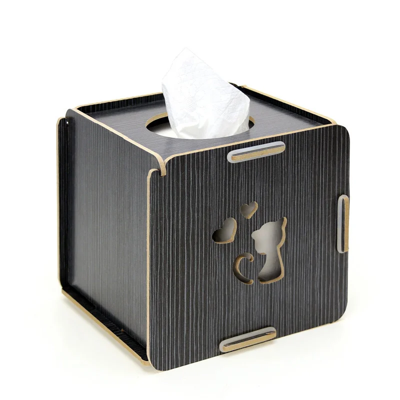 

New Hollow Out Tissue Box for Home Office Desktop Wooden Paper Towel Box Hotel Napkin Wood Holder Household Seat Type Canister